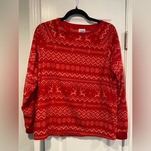 Berkley Jensen Size S Red Reindeer Xmas Long Sleeve Crew Neck Fleece Sleep Top